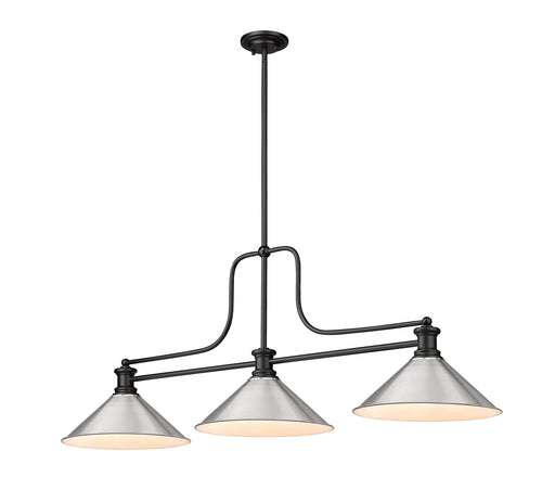 Melange 3 Light 52" Billiard, Metal Shades (M15) in Brushed Nickel