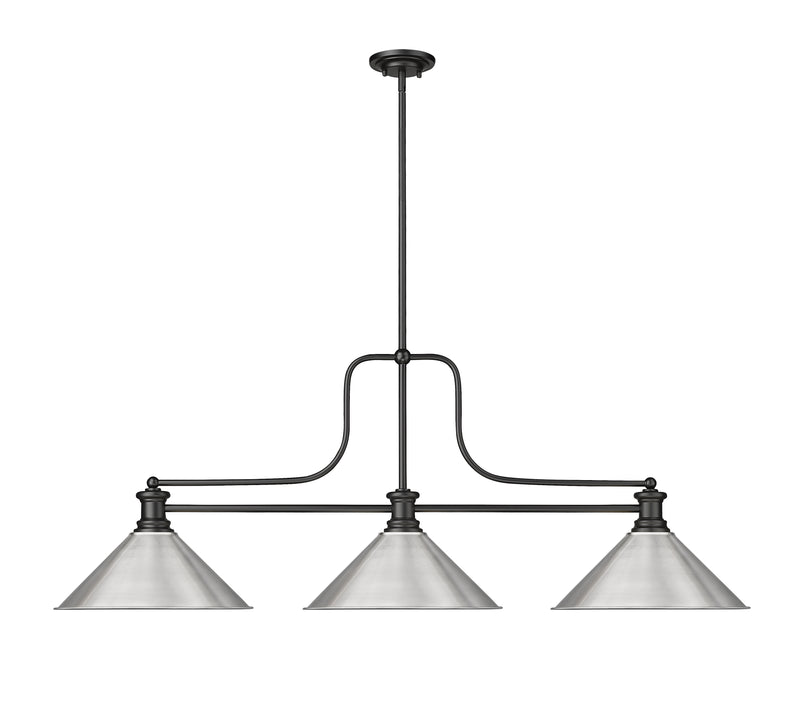 Melange 3 Light 52" Billiard, Metal Shades (M15) in Brushed Nickel