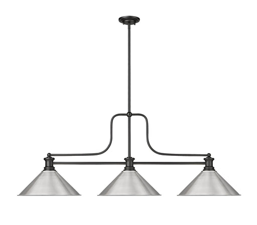 Melange 3 Light 52" Billiard, Metal Shades (M15) in Brushed Nickel