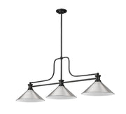 Melange 3 Light 52" Billiard, Metal Shades (M15) in Brushed Nickel