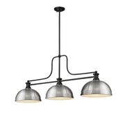 Melange 3 Light 52" Billiard, Glass & Metal Shades (D13M) in Brushed Nickel Metal + Glass
