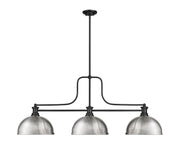 Melange 3 Light 52" Billiard, Glass & Metal Shades (D13M) in Brushed Nickel Metal + Glass