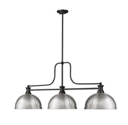 Melange 3 Light 52" Billiard, Glass & Metal Shades (D13M) in Brushed Nickel Metal + Glass