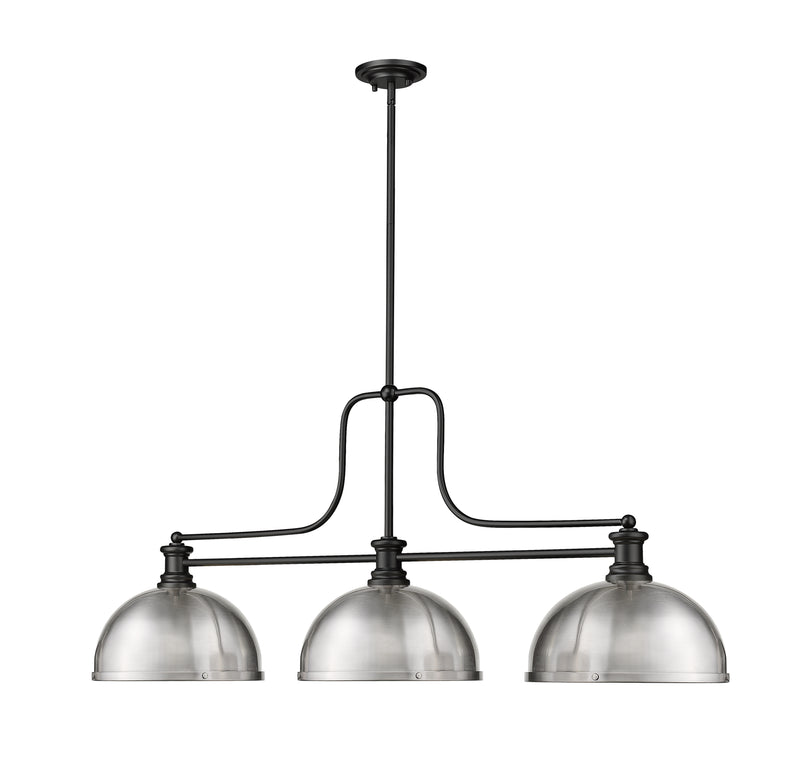 Melange 3 Light 52" Billiard, Glass & Metal Shades (D13M) in Brushed Nickel Metal + Glass