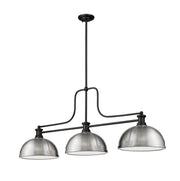 Melange 3 Light 52" Billiard, Glass & Metal Shades (D13M) in Brushed Nickel Metal + Glass