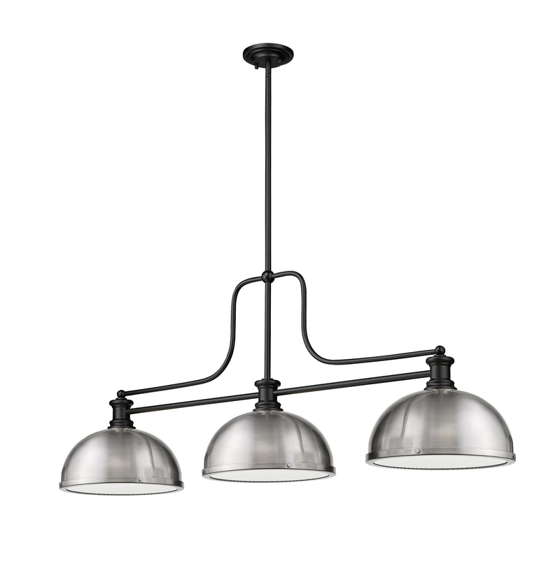 Melange 3 Light 52" Billiard, Glass & Metal Shades (D13M) in Brushed Nickel Metal + Glass