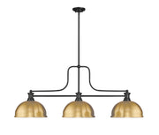 Melange 3 Light 52" Billiard, Glass & Metal Shades (D13M) in Heritage Brass Metal + Glass