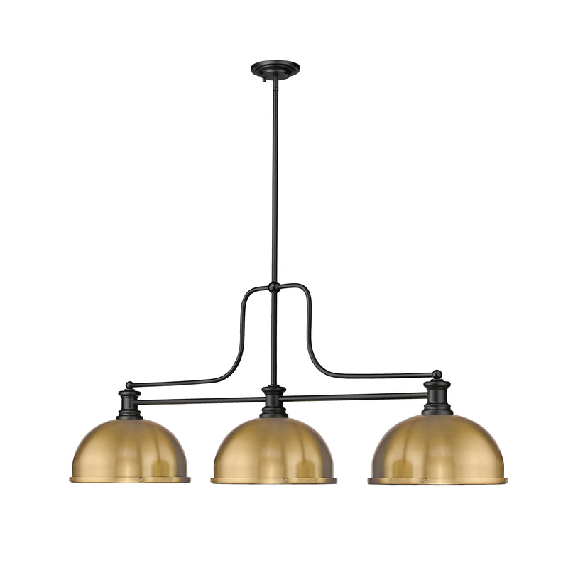 Melange 3 Light 52" Billiard, Glass & Metal Shades (D13M) in Heritage Brass Metal + Glass