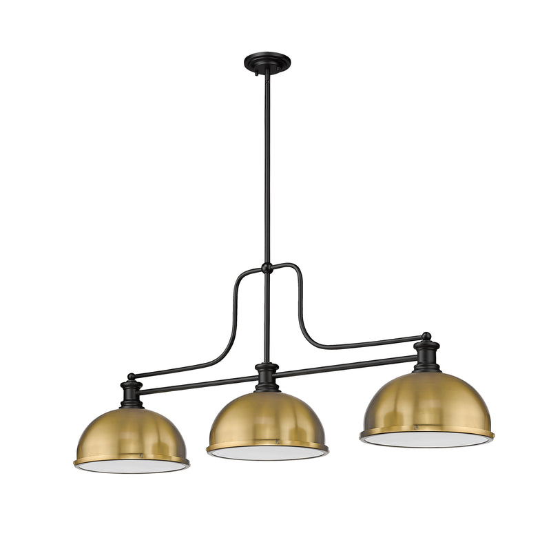 Melange 3 Light 52" Billiard, Glass & Metal Shades (D13M) in Heritage Brass Metal + Glass