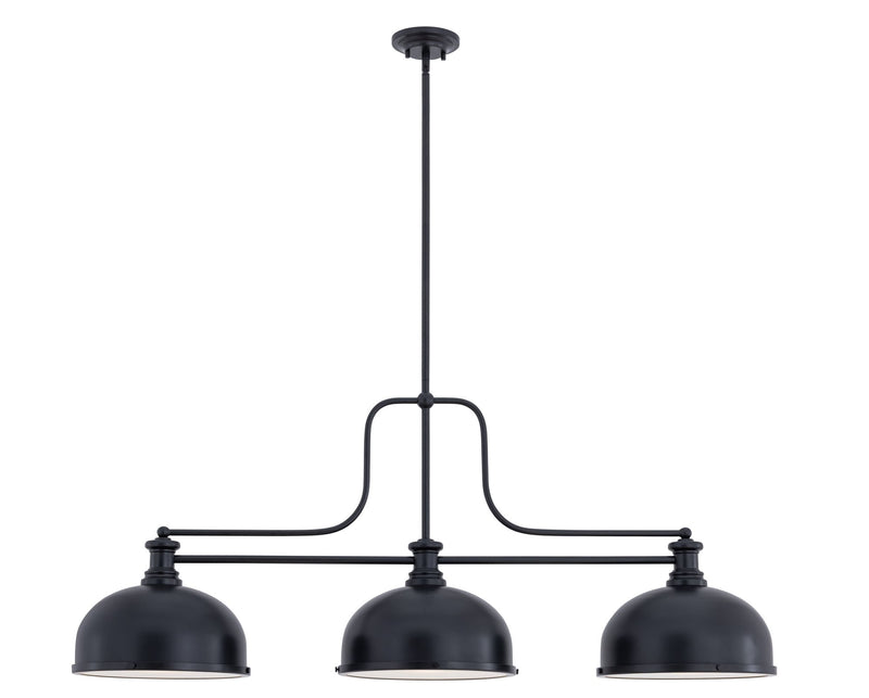 Melange 3 Light 52" Billiard, Dome Shades (D12) in Matte Black