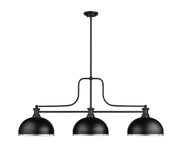 Melange 3 Light 52" Billiard, Glass & Metal Shades (D13M) in Matte Black + Brushed Nickel Metal + Glass