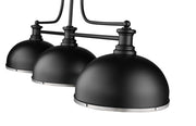 Melange 3 Light 52" Billiard, Glass & Metal Shades (D13M) in Matte Black + Brushed Nickel Metal + Glass