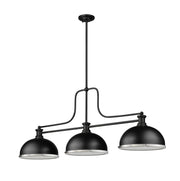 Melange 3 Light 52" Billiard, Glass & Metal Shades (D13M) in Matte Black + Brushed Nickel Metal + Glass