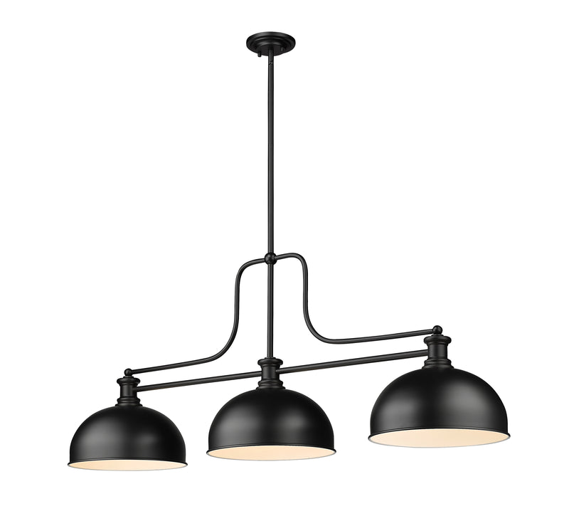 Melange 3 Light 52" Billiard, Glass & Metal Shades (D13M) in Matte Black Steel