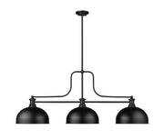 Melange 3 Light 52" Billiard, Glass & Metal Shades (D13M) in Matte Black Steel