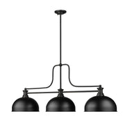 Melange 3 Light 52" Billiard, Glass & Metal Shades (D13M) in Matte Black Steel