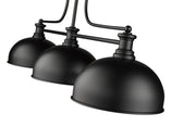 Melange 3 Light 52" Billiard, Glass & Metal Shades (D13M) in Matte Black Steel