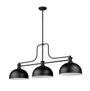 Melange 3 Light 52" Billiard, Glass & Metal Shades (D13M) in Matte Black Steel