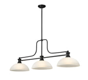 Melange 3 Light 52" Billiard, Glass Shades (D) in White Linen