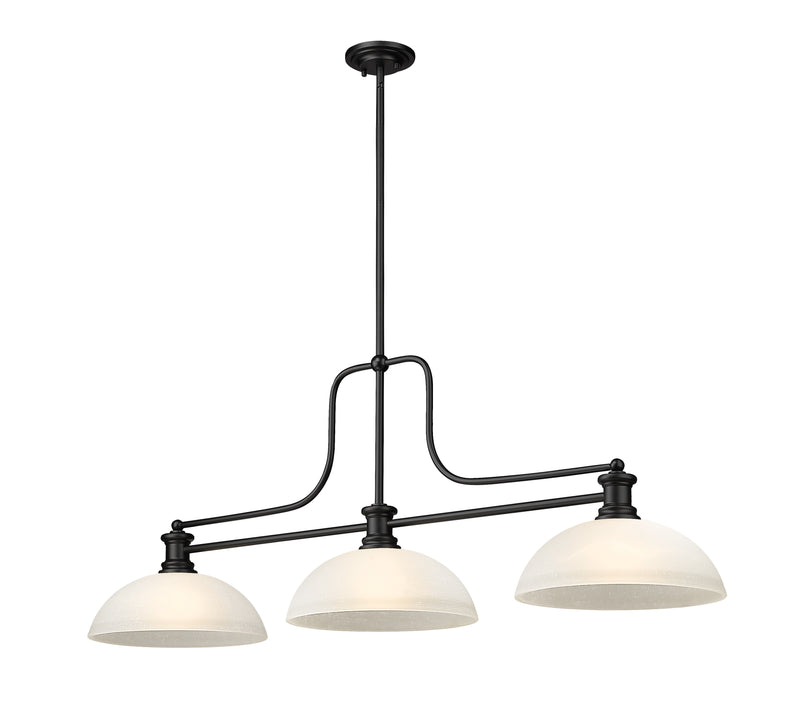 Melange 3 Light 52" Billiard, Glass Shades (D) in White Linen