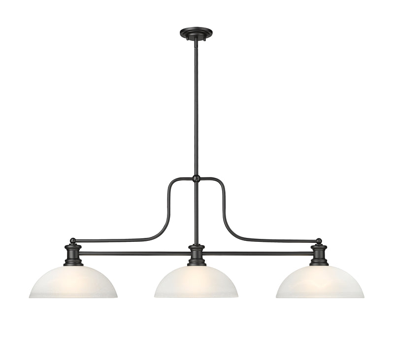 Melange 3 Light 52" Billiard, Glass Shades (D) in White Linen