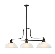 Melange 3 Light 52" Billiard, Glass Shades (D) in White Linen