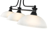 Melange 3 Light 52" Billiard, Glass Shades (D) in White Linen