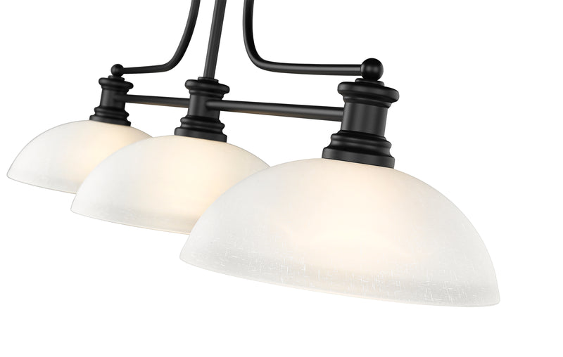 Melange 3 Light 52" Billiard, Glass Shades (D) in White Linen