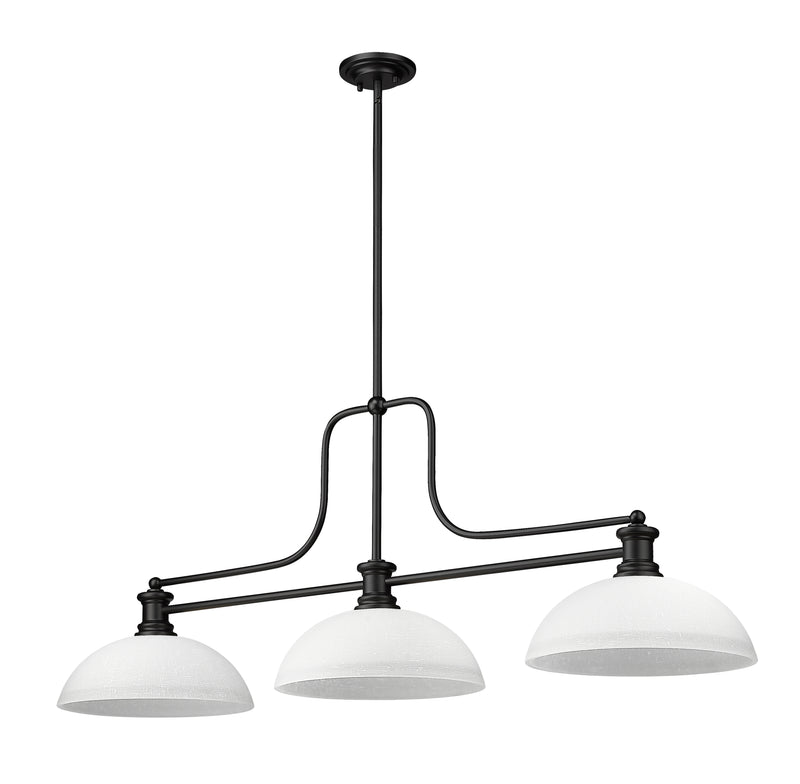 Melange 3 Light 52" Billiard, Glass Shades (D) in White Linen