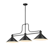 Melange 3 Light 52" Billiard, Metal Shades (M15) in Matte Black
