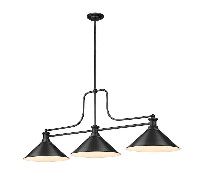 Melange 3 Light 52" Billiard, Metal Shades (M15) in Matte Black