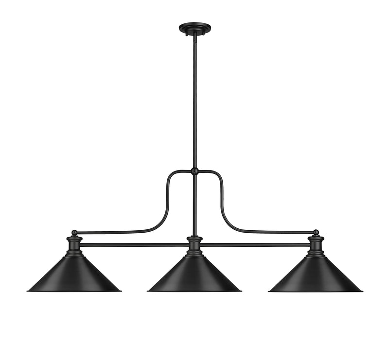 Melange 3 Light 52" Billiard, Metal Shades (M15) in Matte Black