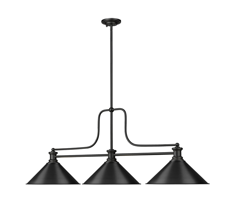 Melange 3 Light 52" Billiard, Metal Shades (M15) in Matte Black
