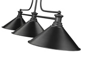Melange 3 Light 52" Billiard, Metal Shades (M15) in Matte Black