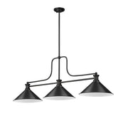 Melange 3 Light 52" Billiard, Metal Shades (M15) in Matte Black