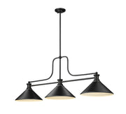 Melange 3 Light 52" Billiard, Metal Shades (M) in Matte Black