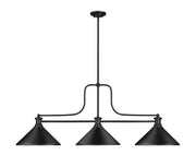 Melange 3 Light 52" Billiard, Metal Shades (M) in Matte Black