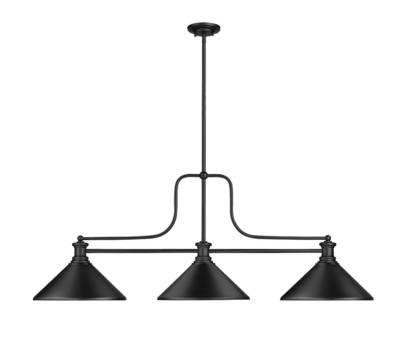 Melange 3 Light 52" Billiard, Metal Shades (M) in Matte Black