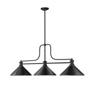 Melange 3 Light 52" Billiard, Metal Shades (M) in Matte Black