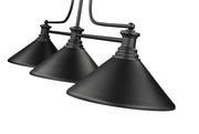 Melange 3 Light 52" Billiard, Metal Shades (M) in Matte Black