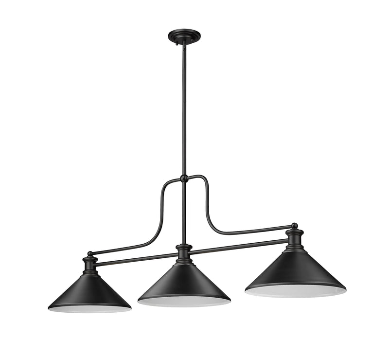 Melange 3 Light 52" Billiard, Metal Shades (M) in Matte Black
