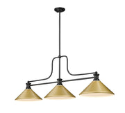 Melange 3 Light 52" Billiard, Metal Shades (M) in Satin Gold