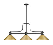 Melange 3 Light 52" Billiard, Metal Shades (M) in Satin Gold