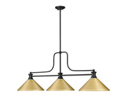 Melange 3 Light 52" Billiard, Metal Shades (M) in Satin Gold