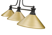 Melange 3 Light 52" Billiard, Metal Shades (M) in Satin Gold