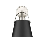 Z-Studio 1 Light 8" Wall Sconce, Metal Shades in Matte Black + Brushed Nickel