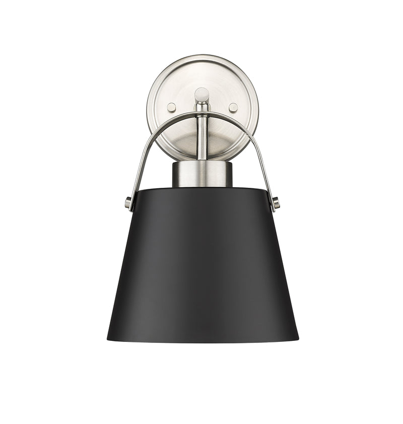 Z-Studio 1 Light 8" Wall Sconce, Metal Shades in Matte Black + Brushed Nickel