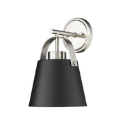 Z-Studio 1 Light 8" Wall Sconce, Metal Shades in Matte Black + Brushed Nickel