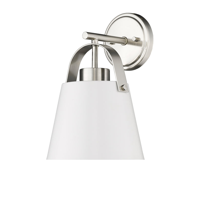 Z-Studio 1 Light 8" Wall Sconce, Metal Shades in Matte White + Brushed Nickel