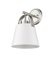 Z-Studio 1 Light 8" Wall Sconce, Metal Shades in Matte White + Brushed Nickel